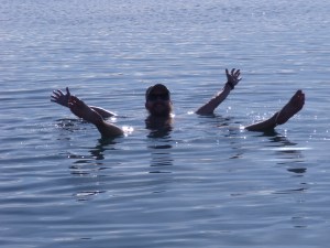 Floating in the salt lake